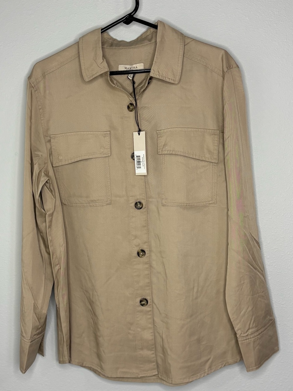 MARTHA by Martha Stewart "The Utility Shirt" in the color Washed Taupe Size M